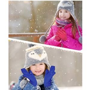 2 Pairs Kids Fleece Gloves Polar Full Finger Winter Warm Gloves Cold Weather